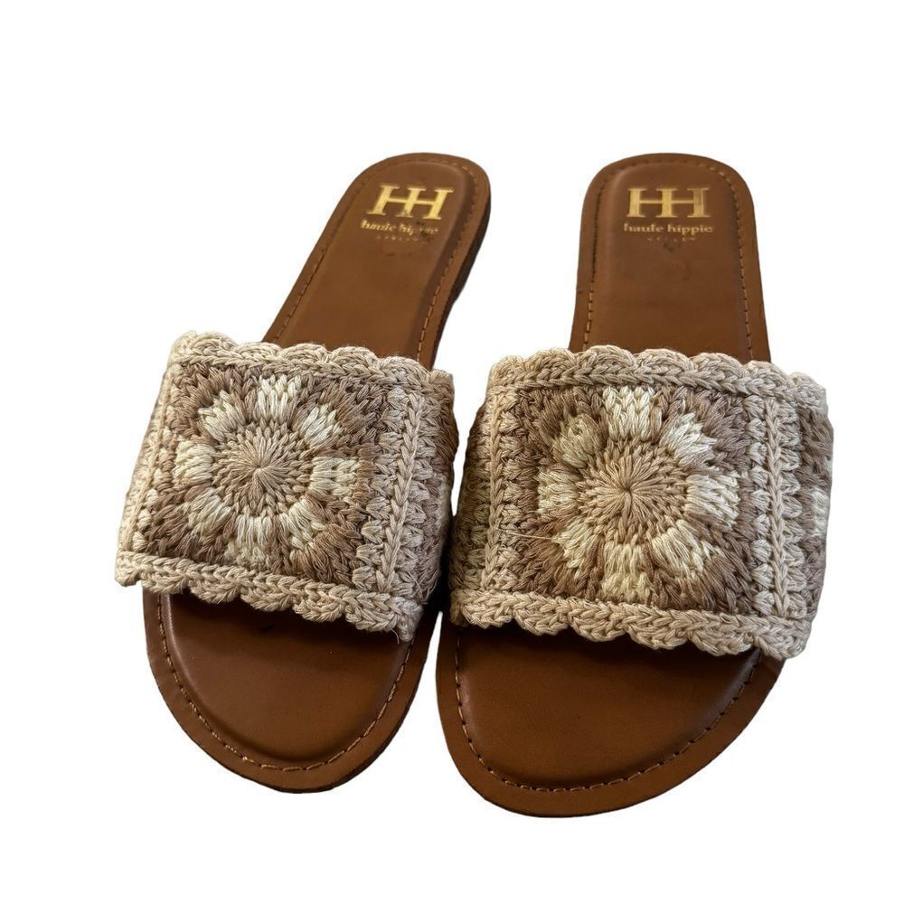 Haute Hippie Rianne Crochet Slides Sandals Excellent Size 9